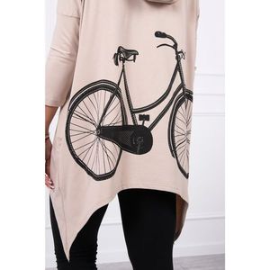 Sweatshirt with a bicycle print beige vyobraziť