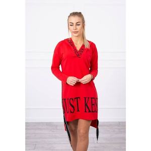 Dress with hood and print red vyobraziť