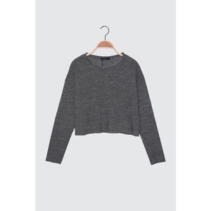 Trendyol Gray Crop Knitted Blouse vyobraziť
