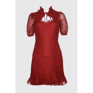 Trendyol Burgundy Collar Detailed Lace Dress vyobraziť