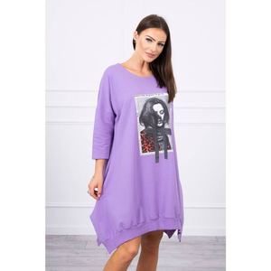 Dress with print and flared bottom purple vyobraziť