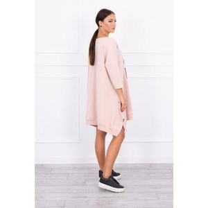 Dress with print and flared bottom dark powdered pink vyobraziť