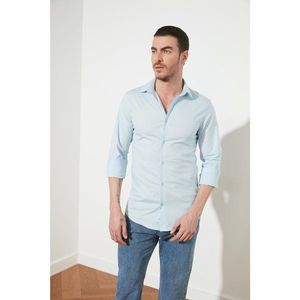 Trendyol Blue Male Lycra Slim Fit Basic Shirt Collar Shirt vyobraziť