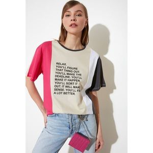 Trendyol Multicolored Boyfriend Print knitted T-Shirt vyobraziť