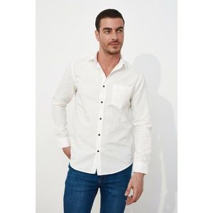 Trendyol White Male Regular Fit 100% Linen Shirt vyobraziť