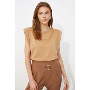 Trendyol Camel Chain Detailed Vatka Basic Knitted T-Shirt vyobraziť