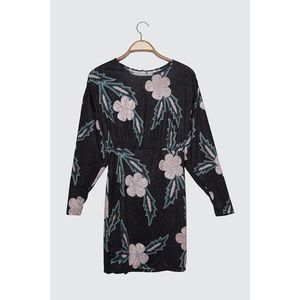 Trendyol Black Floral Print Mini Knitted Dress vyobraziť