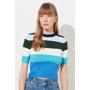Trendyol Navy Blue Color Block Knitwear Sweater vyobraziť