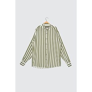 Trendyol Haki Men's Striped Regular Fit Shirt vyobraziť