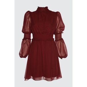 Trendyol Bordeaux Gipe Detailed Chiffon Dress vyobraziť
