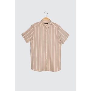 Trendyol Pink Men's Regular Fit Shirt Collar Short Sleeve Striped Shirt vyobraziť