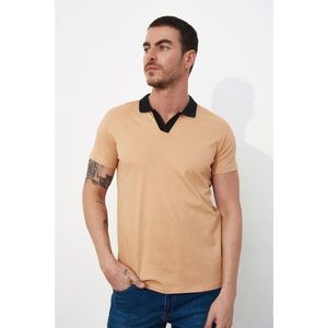 Trendyol Camel Men's Slim Fit Short Sleeve Polo Neck T-shirt vyobraziť