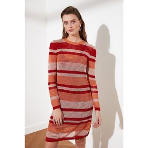 Trendyol Cinnamon Bike Collar Striped Knitwear Dress vyobraziť