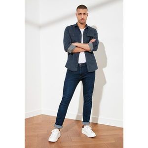 Trendyol Skinny Fit Jeans with Indigo Male Crash vyobraziť