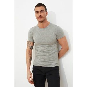 Trendyol Gray Basic Men's Lycra Slim Fit Bike Collar Short Sleeve t-shirt vyobraziť