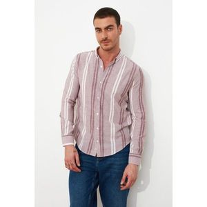 Trendyol Burgundy Men's Striped Long Sleeve Slim Fit ButtonEd Shirt Collar Shirt vyobraziť