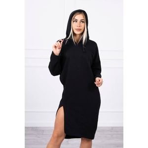 Dress with a hood and a slit on the side black vyobraziť