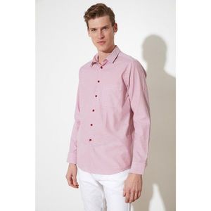 Trendyol Red Men's Regular Fit Shirt Collar Single Pocket Striped Shirt vyobraziť