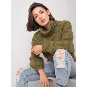 RUE PARIS Khaki women´s turtleneck sweater vyobraziť