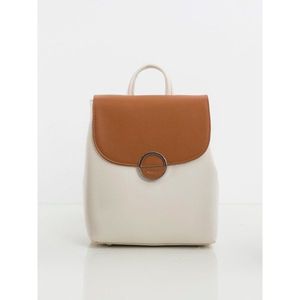 Ecru women´s backpack with a contrasting flap vyobraziť