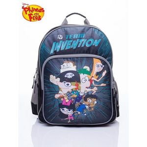 Black school backpack with a pair of Phineas and Ferb vyobraziť