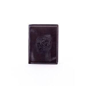 Black leather wallet with circular embossing vyobraziť