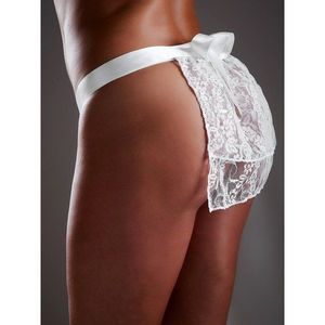 White lace thong panties with apron vyobraziť