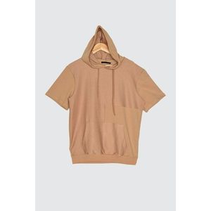 Trendyol Camel Men's Short Sleeve Hooded Regular Fit Sweatshirt vyobraziť