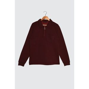 Trendyol Burgundy Men's Regular Fit Zip Shirt Collar Long Sleeve Sweatshirt vyobraziť
