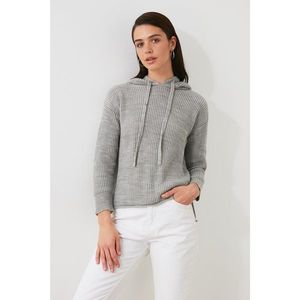 Trendyol Grey Hooded Knitwear Sweater vyobraziť
