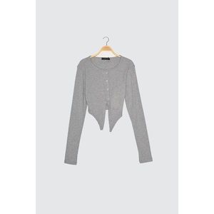 Trendyol Gray Asymmetric Knitted Blouse vyobraziť