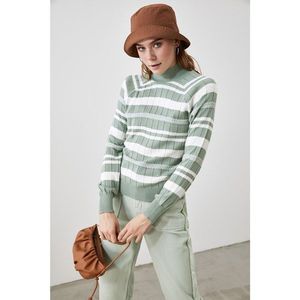 Trendyol Mint Steep Collar Striped Knitwear Sweater vyobraziť
