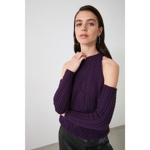 Trendyol Mürdüm Cut Out Detailed Knitwear Sweater vyobraziť