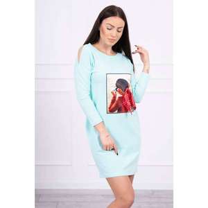 Dress with graphics and bow in polka dots 3D mint vyobraziť