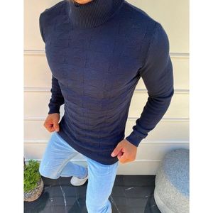 Men's navy blue turtleneck sweater WX1580 vyobraziť