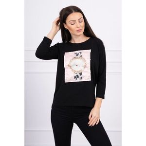 Blouse with graphics 3D with pearls black vyobraziť