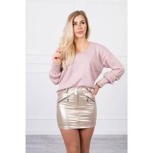 Skirt with decorative zippers beige vyobraziť