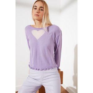 Trendyol Lila Hemline Ruffle Knitwear Sweater vyobraziť