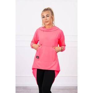 Sweatshirt with long back and hood pink neon vyobraziť