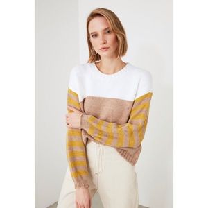Trendyol Camel Sleeves Striped Knitwear Sweater vyobraziť