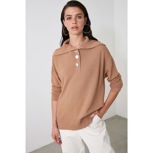 Trendyol Camel Button Detailed Knitwear Sweater vyobraziť