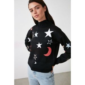 Trendyol Black Jacquin Knitwear Sweater vyobraziť