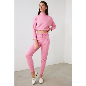 Trendyol Pink Upright Collar Sweater Pants Bottom-Top Knitwear Suit vyobraziť