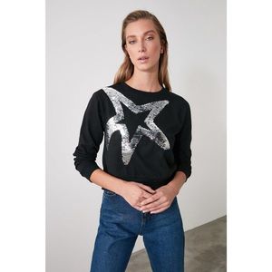 Trendyol Black Sequined Bicycle Collar Basic Knitted Sweatshirt vyobraziť