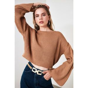 Trendyol Camel Crop and Spanish Sleeve Knitwear Sweater vyobraziť