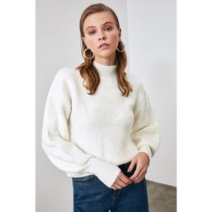 Trendyol Ekru KnitTed Detailed Sheer Collar Knitwear Sweater vyobraziť