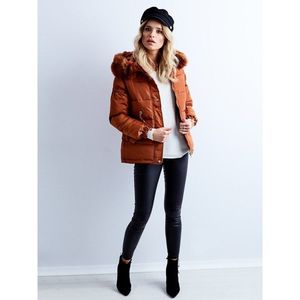 Women´s brown quilted winter jacket vyobraziť