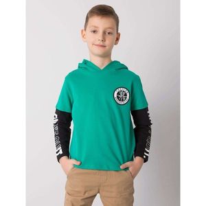 Green cotton sweatshirt for a boy with inscriptions vyobraziť
