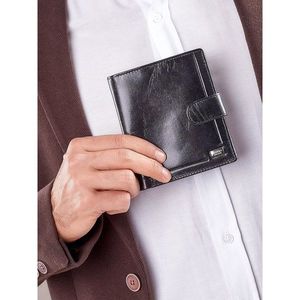 Black leather wallet fastened with a press stud vyobraziť