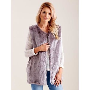 Women´s gray faux fur vest vyobraziť